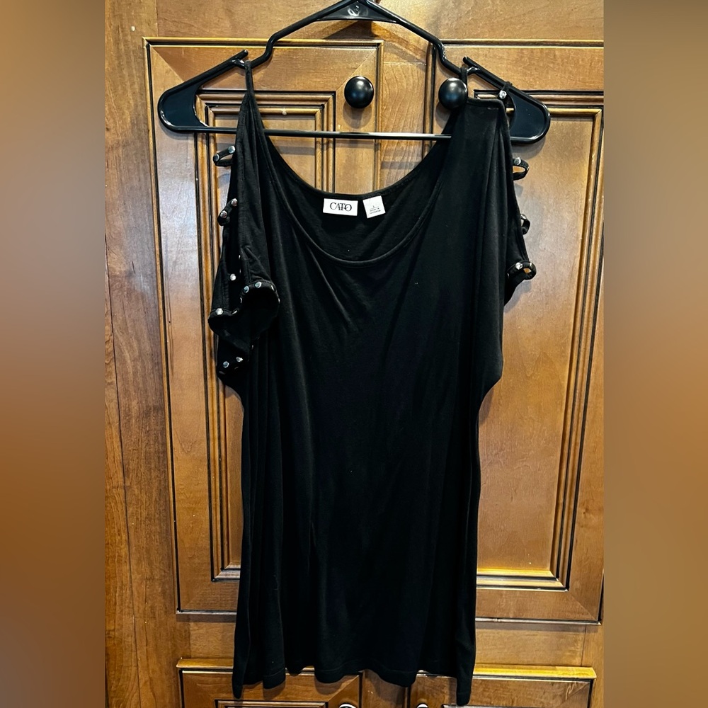 Cato Black Tunic with Embellished Sleeves